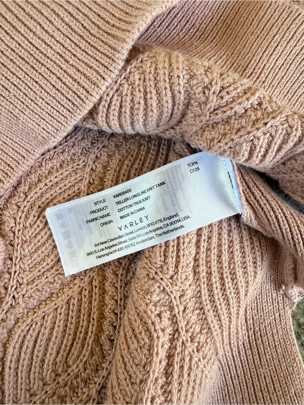 Varley Women's Teller Longline Knit Tank Misty Rose Size M Preppy Athleisure - Picture 7 of 7